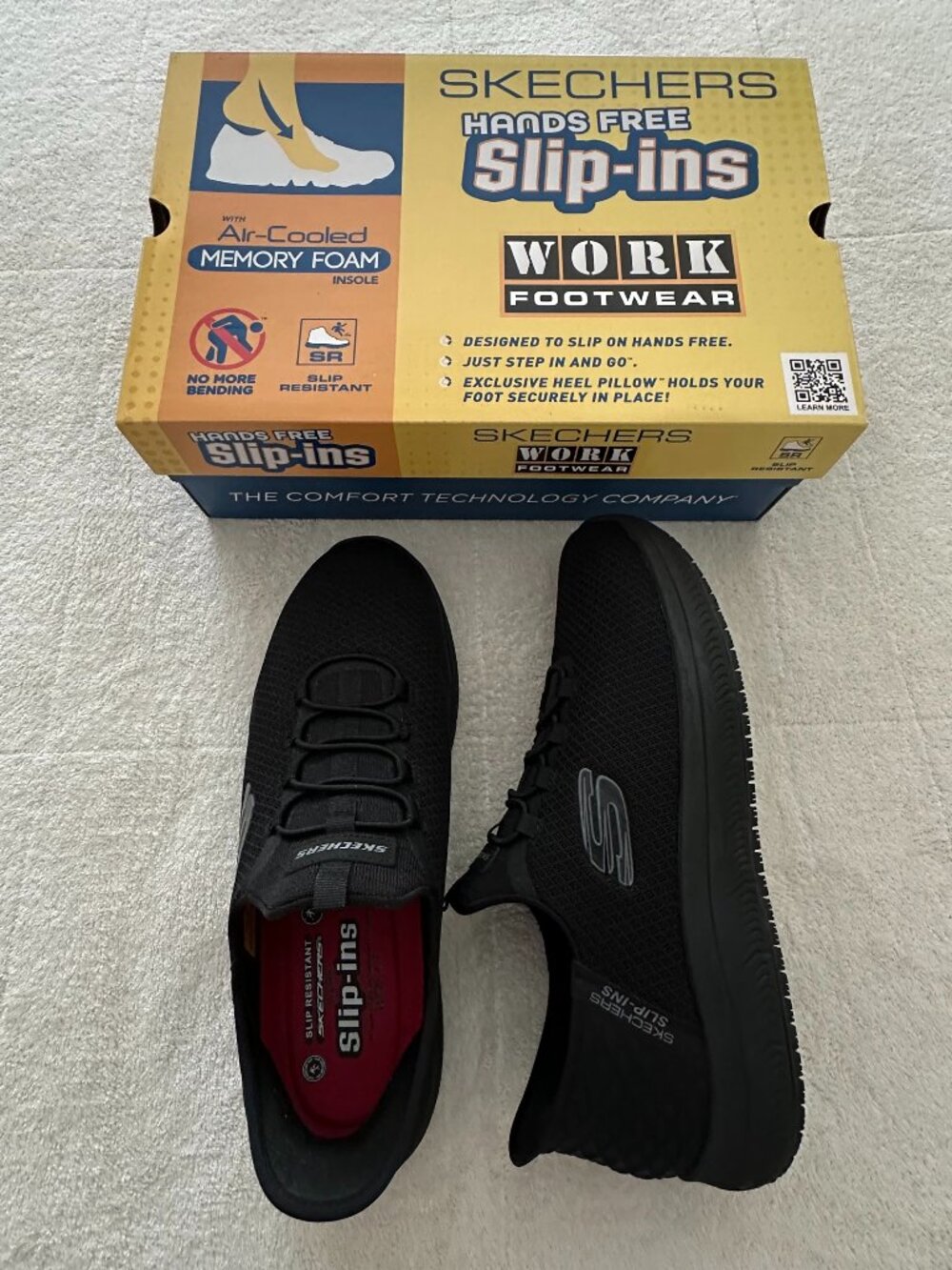 NEW NIB Men's 11.5W Skechers Slip Ins Work Summits Colsin Wide Fit SR EH Black